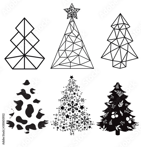 Vector abstract polygonal geometric christmas symbol. Christmas tree.
