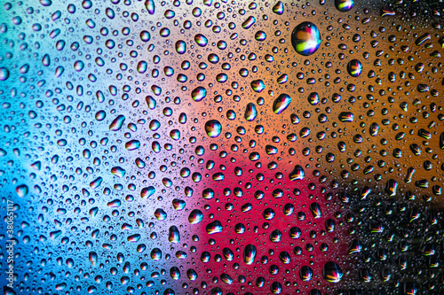 Macro water droplets with colour backgrounds 