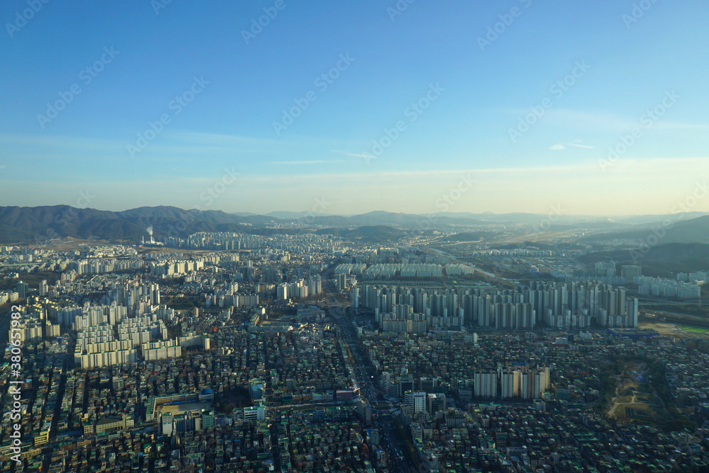 Aerial view of the city of Lotte Tower