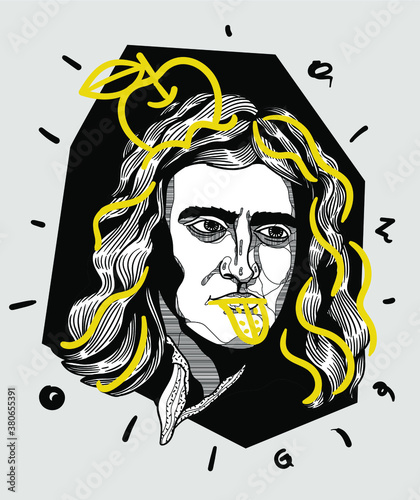 Obraz na płótnie Isaac Newton. Yellow crazy.