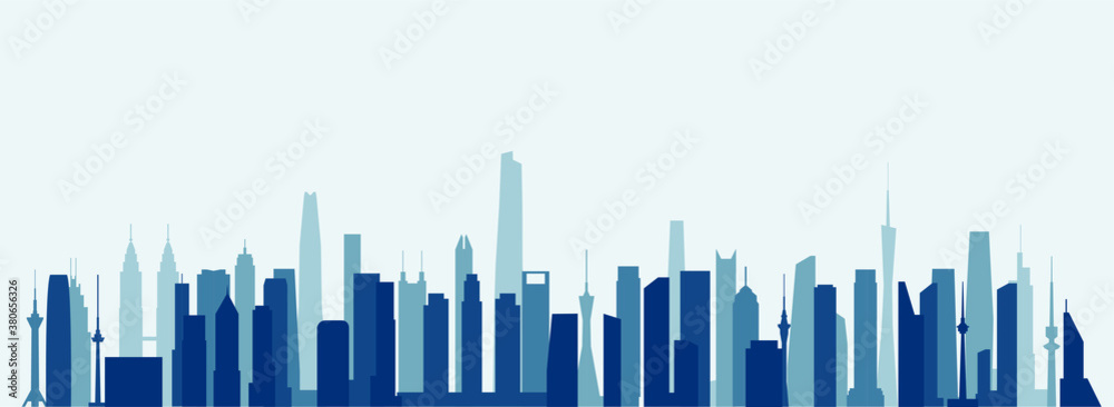 Abstract futuristic city sky with modern buildings vector wallpaper background. Vector illustration EPS 10.