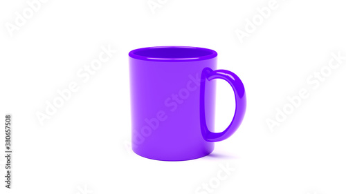 Violet Mug isolated on White Background. 3D Rendering.