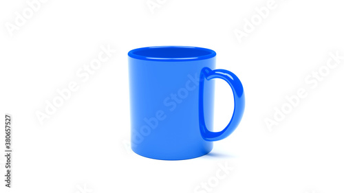 Blue Mug isolated on White Background. 3D Rendering.