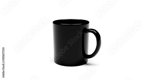 Black Mug isolated on White Background. 3D Rendering.