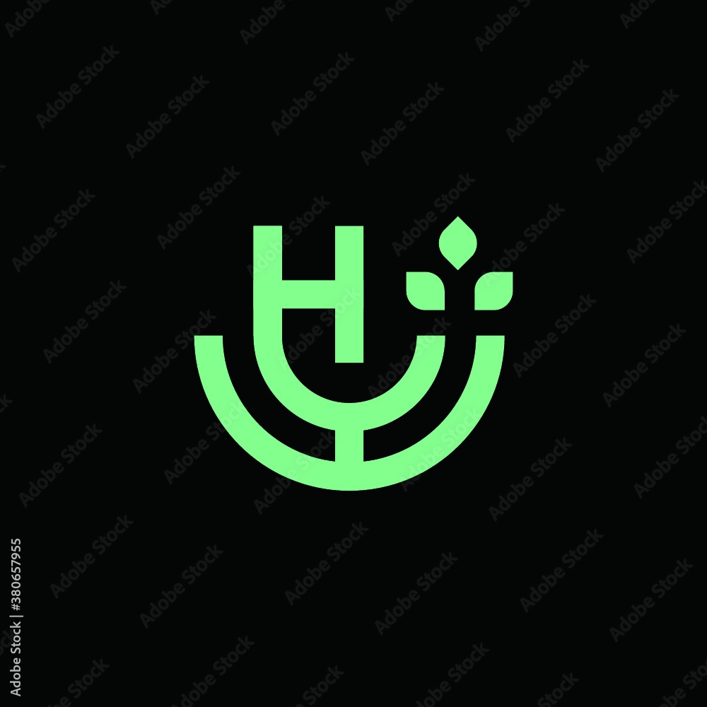vector logo H alphabet icon leaf illustration 