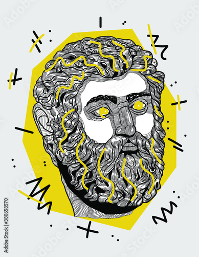 Creative geometric yellow style. Poseidon. 
