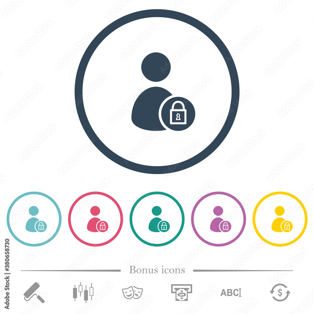 Lock user account flat color icons in round outlines Lock user account flat color icons in round outlines