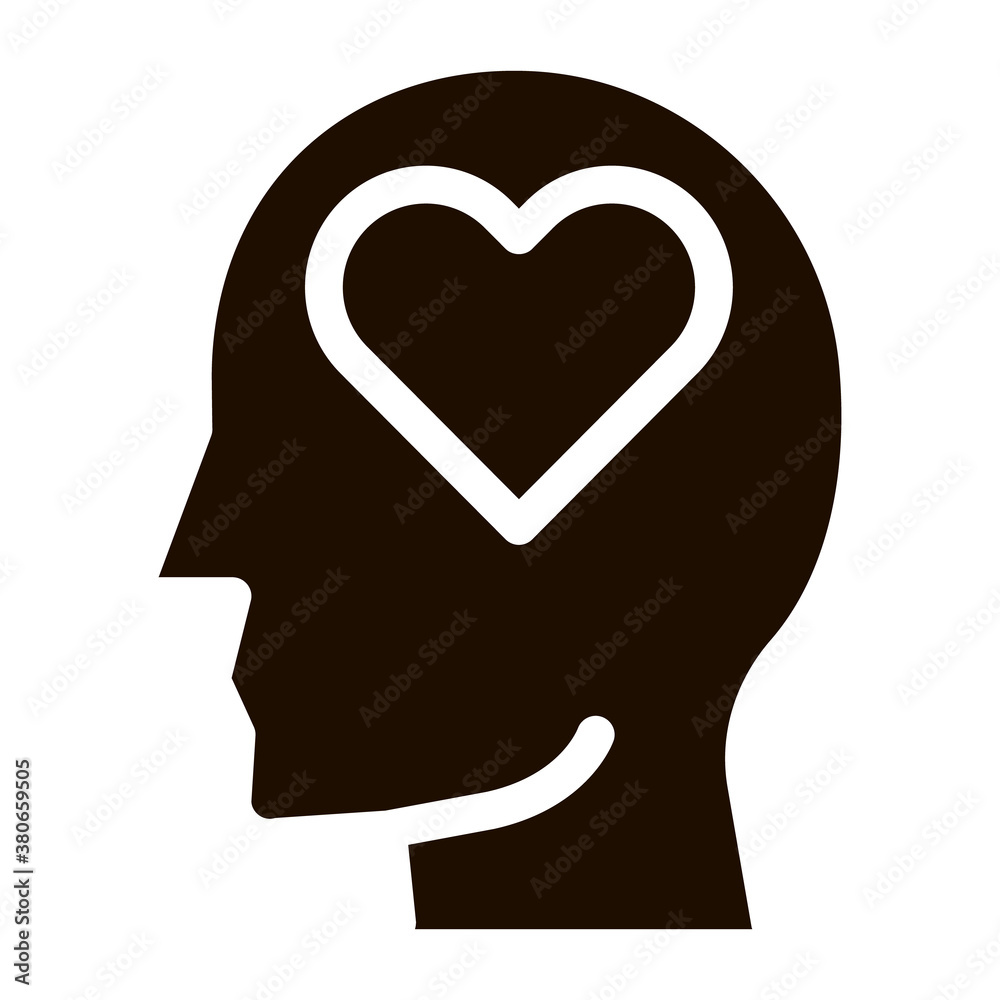 Heart Love Symbol In Man Silhouette Mind glyph icon . Cube And Brain, Puzzle And Shield, Padlock And Magnifier Pictogram. Black And White Template Contour Illustration Heart Love Symbol In Man Silhouette Mind glyph icon . Cube And Brain, Puzzle And Shield, Padlock And Magnifier Pictogram. Black And White Template Contour Illustration