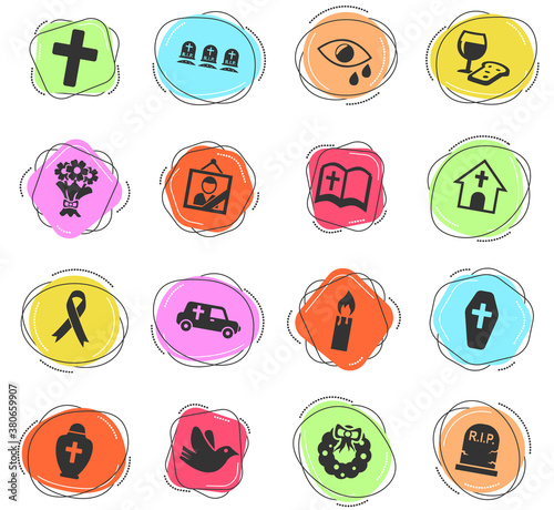 funeral services icon set