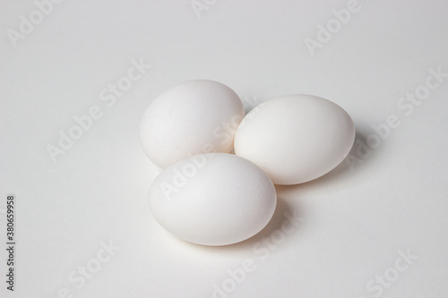 Eggs on a white background. White chicken eggs