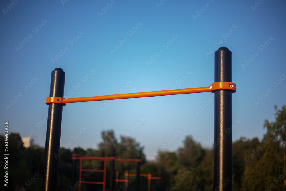 Pull-up bar. Sports equipment on the street. Pull-up bar. Sports equipment on the street.