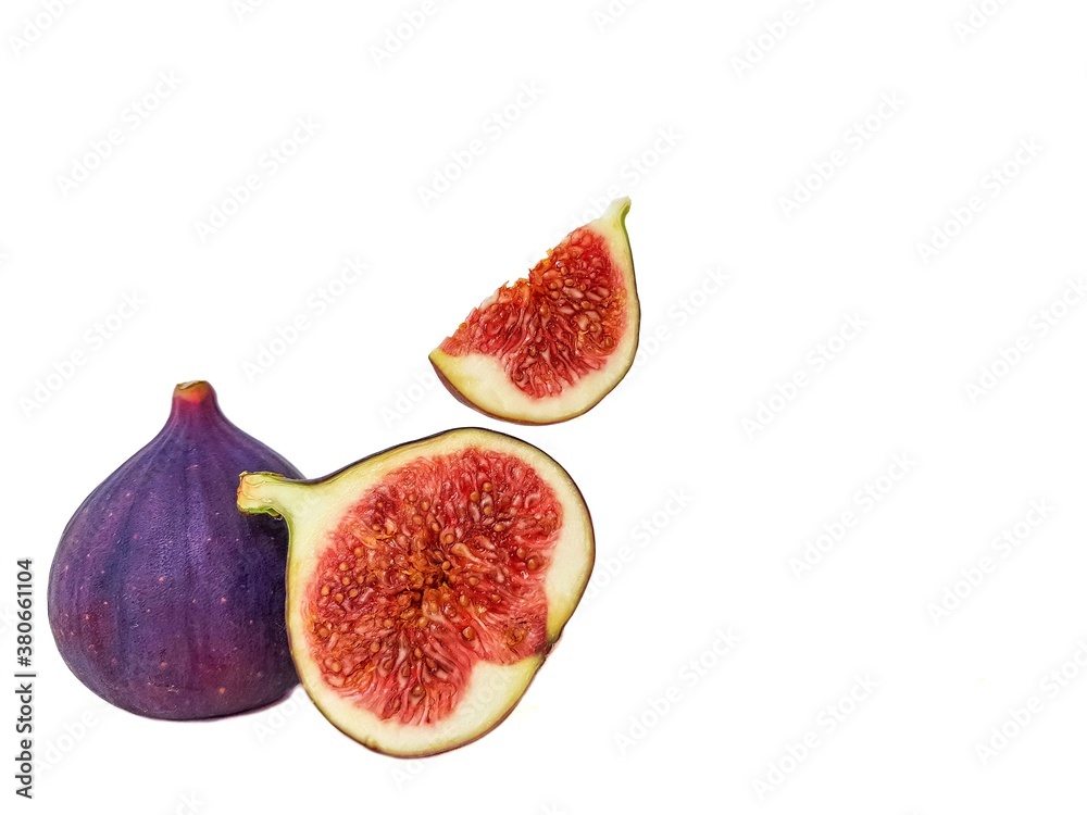 Bright juicy ripe figs on a white background. Bright juicy ripe figs on a white background.