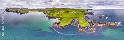 Aerial view of wild coast by Glencolumbkille in County Donegal, Irleand. photo