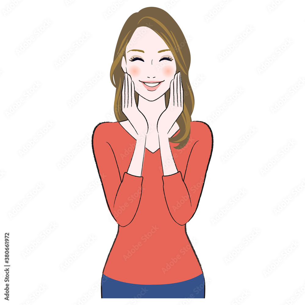 A illustration of happy beautiful woman smiling A illustration of happy beautiful woman smiling