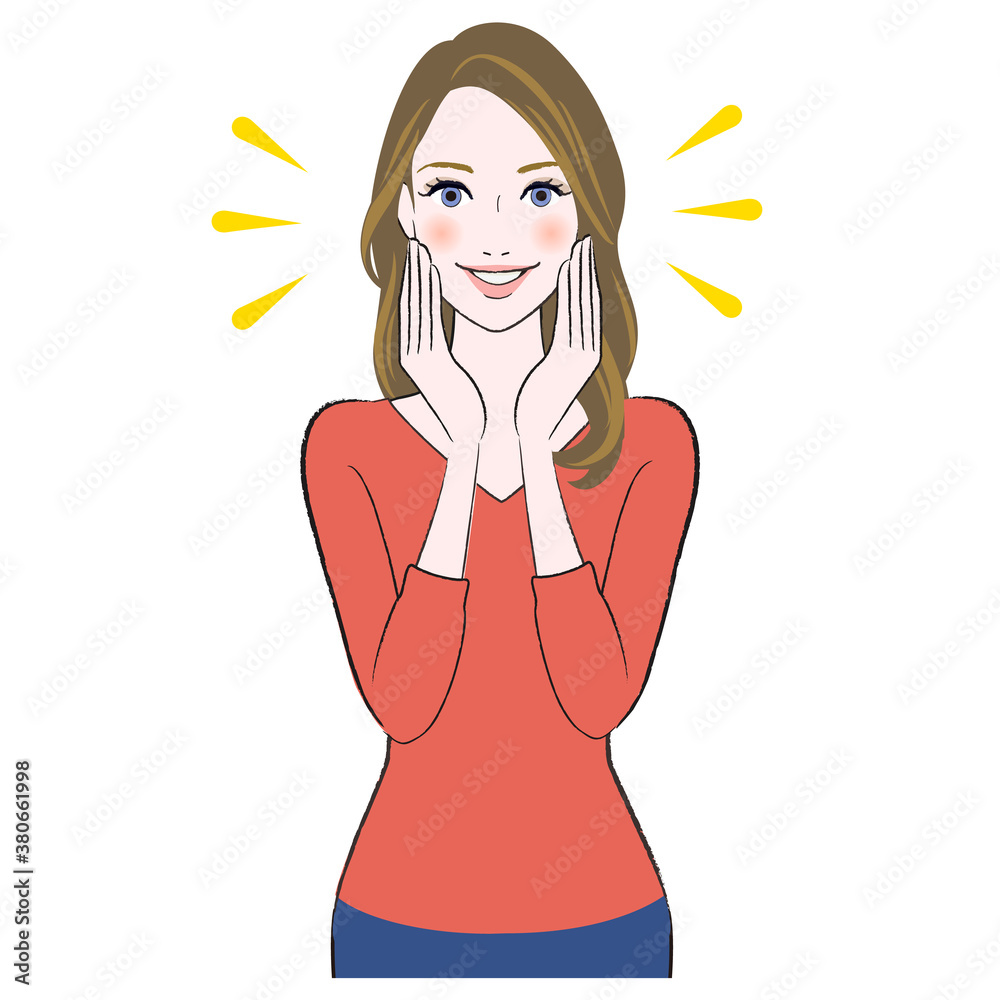 A illustration of happy beautiful woman smiling A illustration of happy beautiful woman smiling