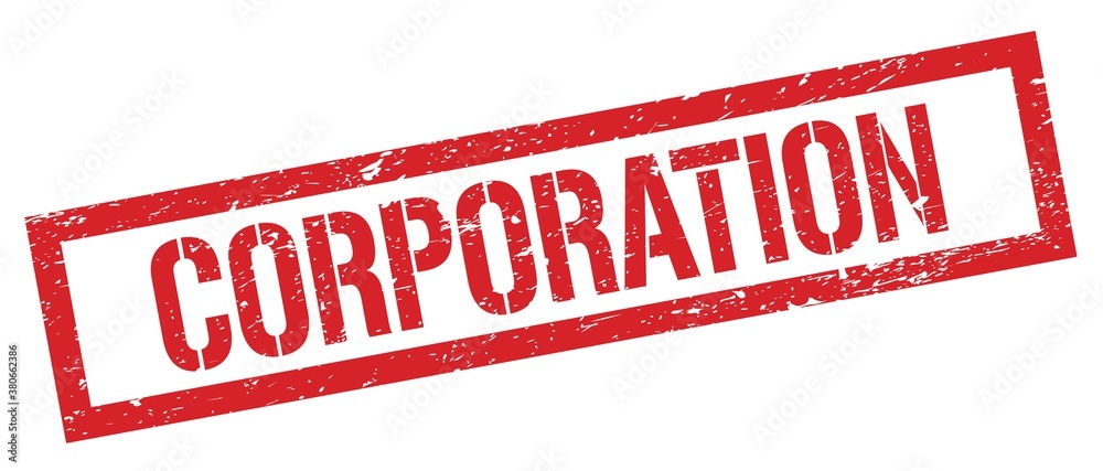 CORPORATION red grungy rectangle stamp. CORPORATION red grungy rectangle stamp.