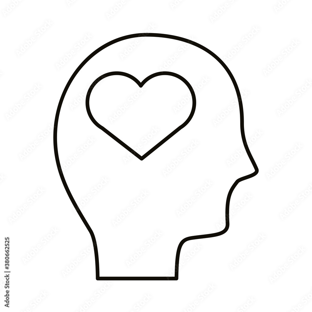 head human profile with heart line style icon head human profile with heart line style icon