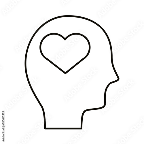 head human profile with heart line style icon