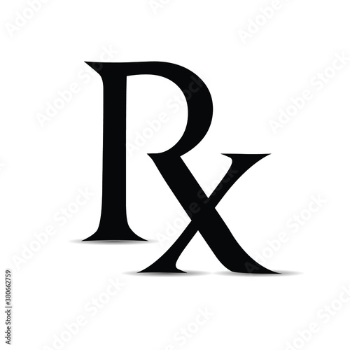 Black Rx modern type symbol of physician and doctor's required medication and prescription for pharmaceutical drugs