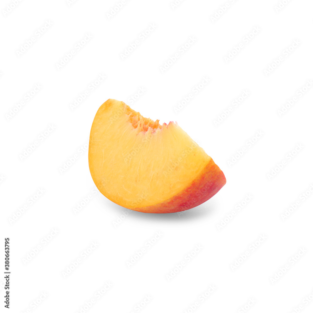 Slice of ripe peach isolated on white Slice of ripe peach isolated on white
