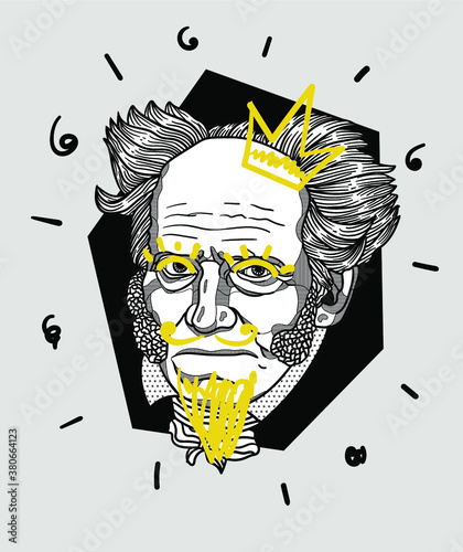 Creative geometric yellow style. Arthur Schopenhauer. photo