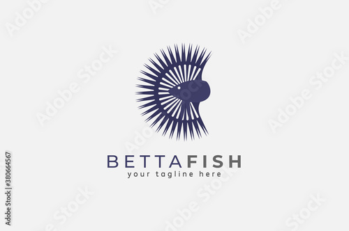 Betta fish logo  Crowntail betta fish design logo template  vector illustration