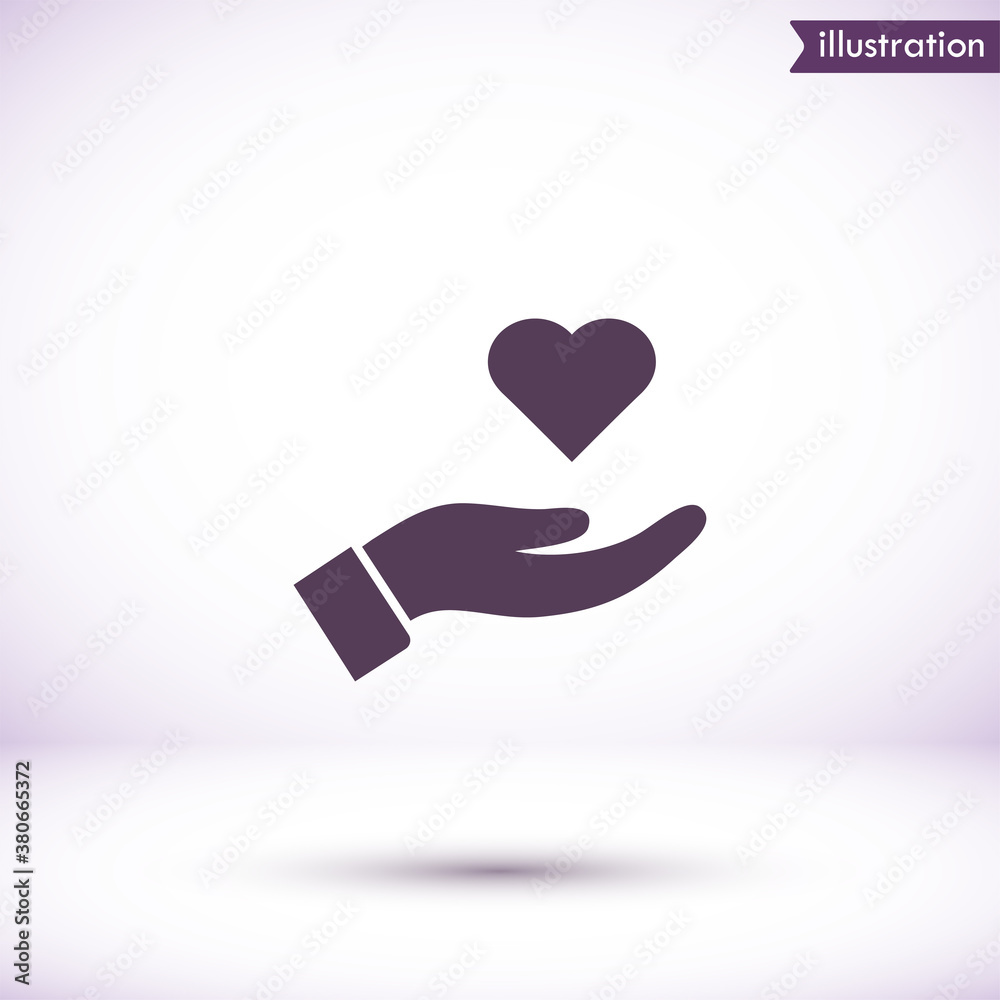 Heart in hand icon vector , lorem ipsum Flat design Heart in hand icon vector , lorem ipsum Flat design