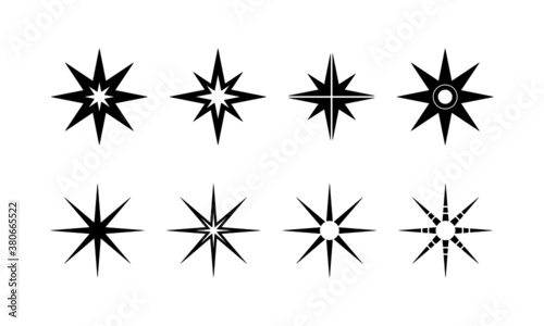 Black star light vector set