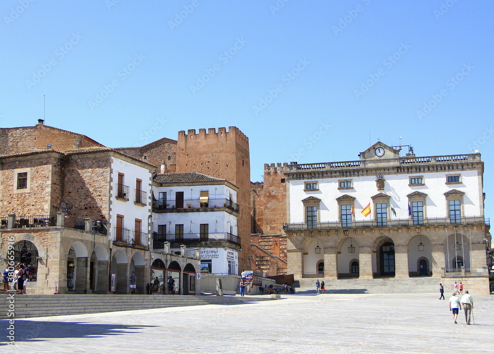 Caceres city Major Square, Spain.