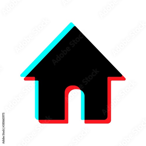 Home icon, symbol social media. Home with colorful shadow. Social media concept