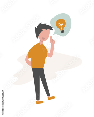 hand-drawn a man with bright idea bulb vector illustration. creative design for web design, print or infographic