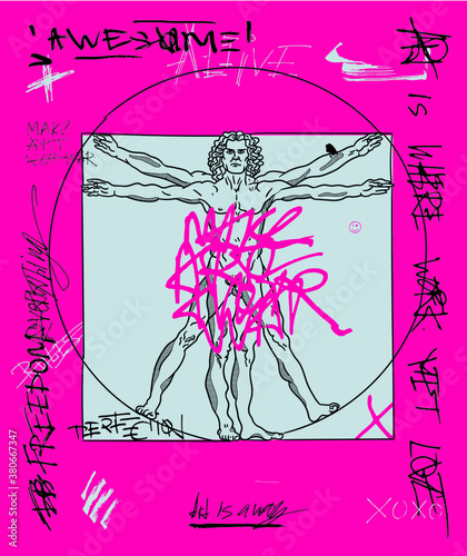 The Vitruvian Man by Leonardo da Vinci.