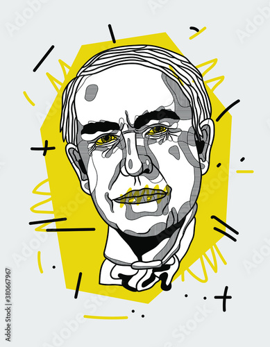 Fotobehang Creative geometric yellow style.  Thomas Edison.