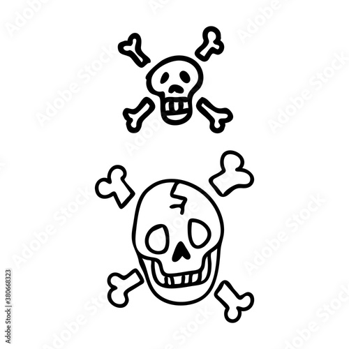 Punk rock skulls vector illustration clipart. Simple alternative sticker. Kids emo rocker cute hand drawn cartoon grungy tattoo with attitude motif.