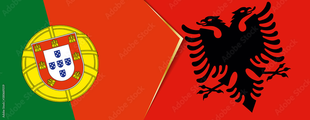 Portugal and Albania flags, two vector flags.