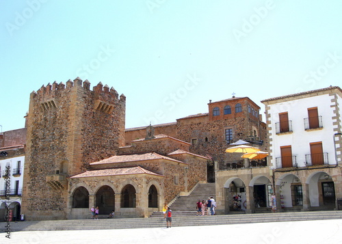 Major square in Caceres city, Spain
