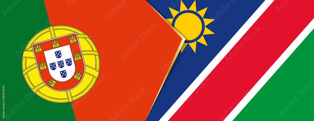 Portugal and Namibia flags, two vector flags.