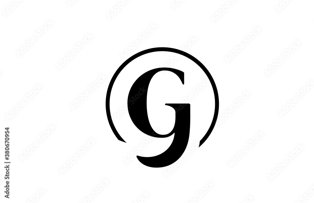 G alphabet letter logo icon in simple black and white color. Elegant and creative circle design for business and company G alphabet letter logo icon in simple black and white color. Elegant and creative circle design for business and company