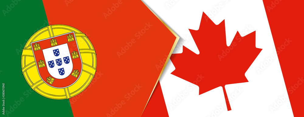 Portugal and Canada flags, two vector flags.