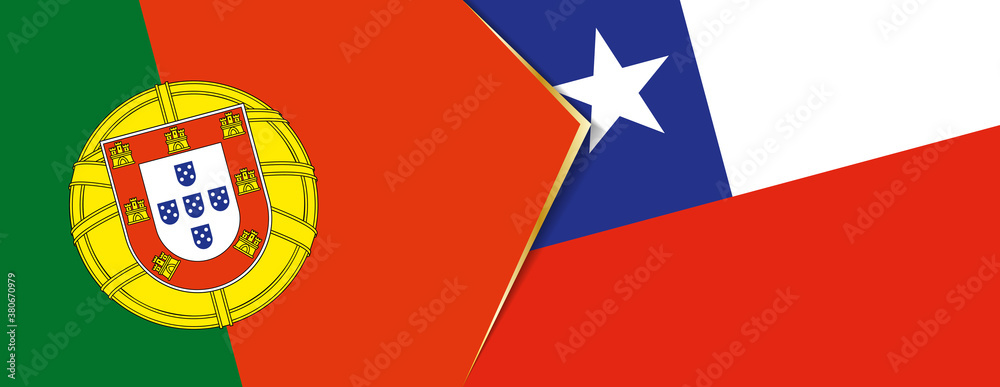 Portugal and Chile flags, two vector flags. Portugal and Chile flags, two vector flags.