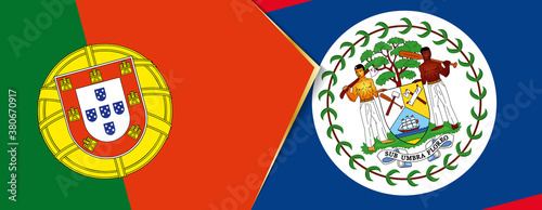 Portugal and Belize flags, two vector flags.