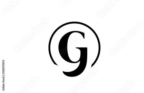G alphabet letter logo icon in simple black and white color. Elegant and creative circle design for business and company