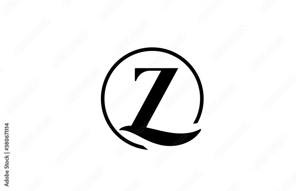 Z alphabet letter logo icon in simple black and white color. Elegant and creative circle design for business and company Z alphabet letter logo icon in simple black and white color. Elegant and creative circle design for business and company