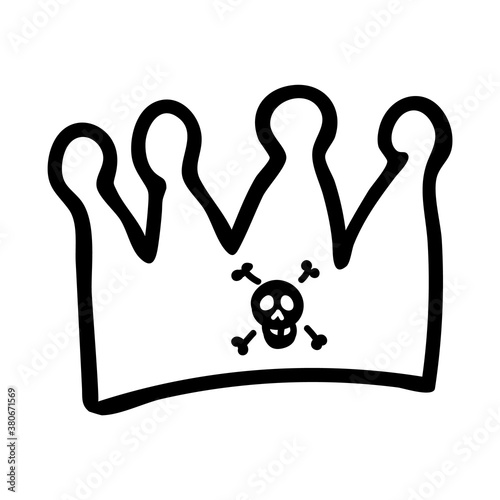 Punk rock crown lineart vector illustration. Simple alternative sticker clipart. Kids emo rocker cute hand drawn cartoon grungy tattoo with attitude motif.