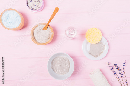 Natural homemade cosmetics ingredients and accessories