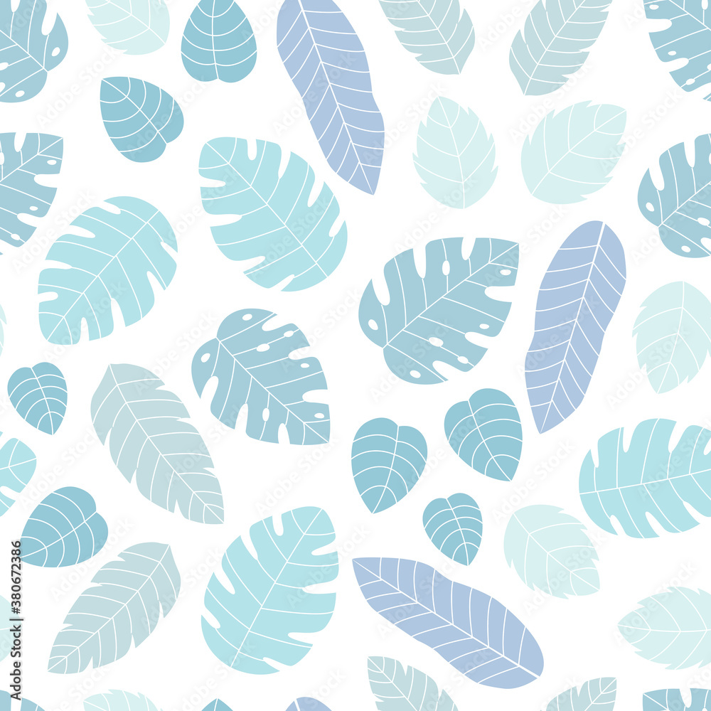 Vector leaf pattern Seamless background Hand drawn design in cartoon style Used for printing, wallpapers, fashion textiles