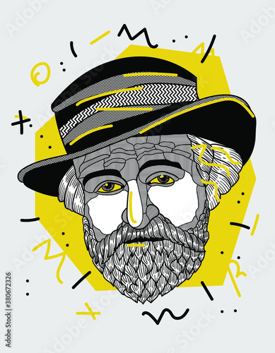 Creative geometric yellow style. Giuseppe Fortunino Francesco Verdi.