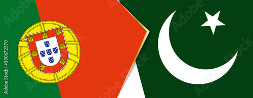 Portugal and Pakistan flags, two vector flags.