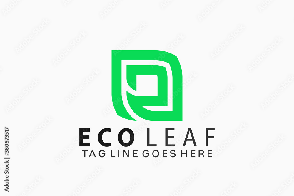 Letter E Eco Leaves Creative Logo Design Vector Illustration