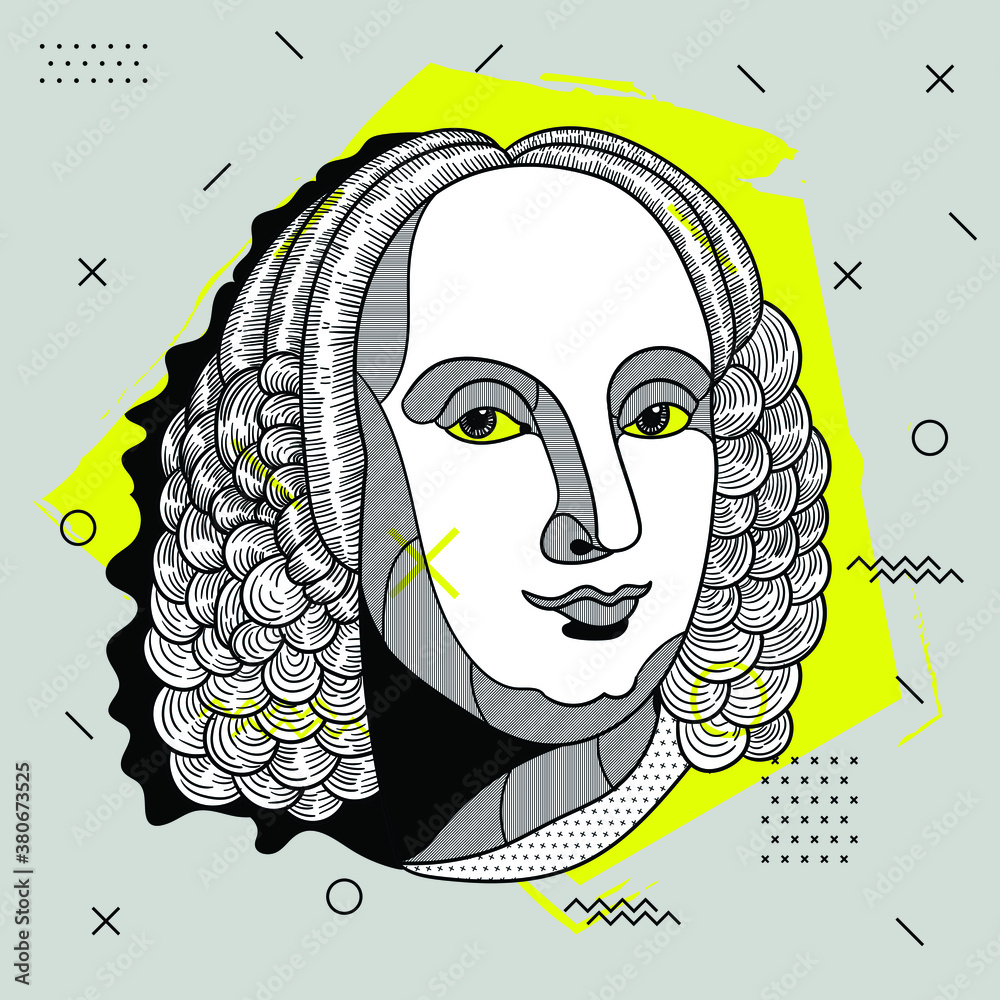 Antonio Lucio Vivaldi.  Creative geometric yellow style. - obrazy, fototapety, plakaty 